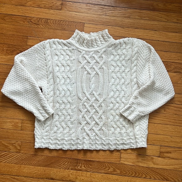 Cream/white 100% cotton cable knit chunky sweater - Picture 1 of 6